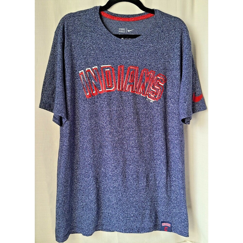 Nike Cleveland Indians T-Shirt Mens XL Gray Athletic Cut MLB Baseball Tee